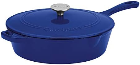 Cuisinart Chef's Classic Enameled Cast Iron Dutch Oven with Lid, Porcelain Enameled Interior, Oven Safe, Induction Compatible, 12-Inch, Chicken Fryer, Colbat