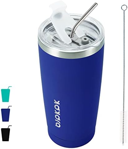 BJPKPK 20 oz Coffee Tumbler with Lid, Straw, Insulated Stainless Steel Mug