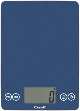 Escali Arti Glass Food Scale Digital Countertop Kitchen, Baking and Cooking Scale with Nutrition and Calorie Counter, 15-Pound Capacity, 9" x 6.5" x .75", Blue Mirage