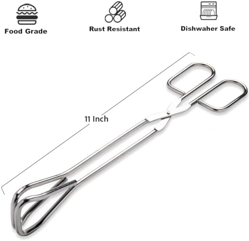 Hiash 11" Heavy Duty Stainless Steel Kitchen Scissor Tongs with Comfortable Ergonomic Grip, Heat Resistant tongs for Cooking & BBQ