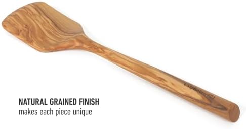 Calphalon Edge Wood Turner, 13-Inch Olive Wood Solid Spatula, Wooden Cooking Turner for Flipping, Stirring & Nonstick Cookware, Durable Kitchen Tool