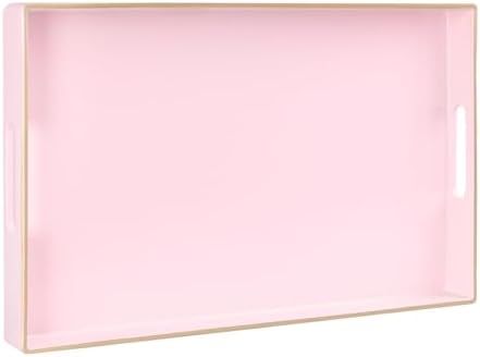 MAONAME Pink Decorative Tray for Coffee Table, Serving Tray with Handles