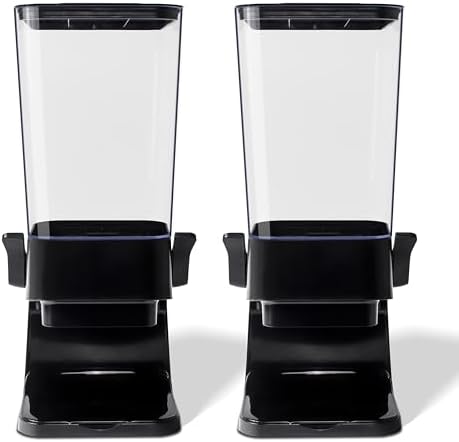 Cereal Dispenser Countertop, 5L Kitchen Organization Cereal Containers Storage, Desktop Candy Dispenser Plastic Cereal Dispenser, Snack Containers Can Hold Granola, Dry Food, nut, Grain (Black, 2Pc)