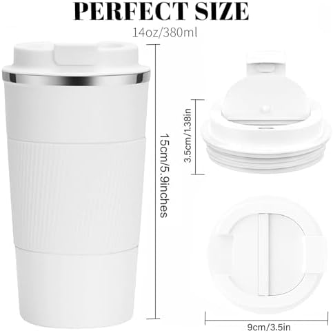 Insulated Travel Coffee Mug, Stainless Steel Coffee Cup with Leakproof Lid