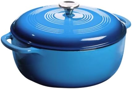 Lodge Essential Enamel Cast Iron Dutch Oven, 7.5 Quart, Caribbean Blue