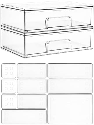 Vtopmart 12-Pack Clear Makeup Organizer Set with Drawer Organizer Bins