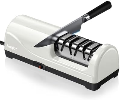 Kitchen Electric Knife Sharpener, 3-Stage 100% Diamond 20° Angle Guide