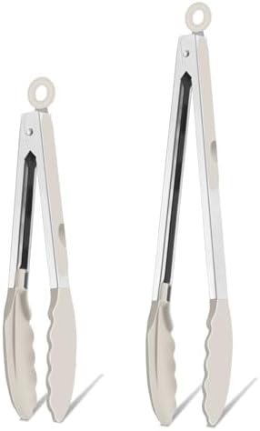 TeamFar Kitchen Tongs, 9"&12" Stainless Steel Heat Resistant Cooking Tongs