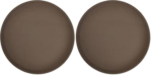 Winco Round Fiberglass Tray with Non-Slip Surface, 14-Inch, Brown (Pack of 2)