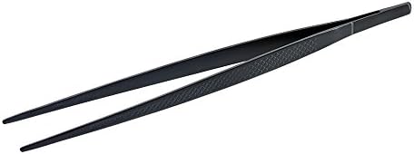 Mercer Culinary 18-8 Stainless Steel Precision Plus Chef Plating Tong, Straight, 9-3/8, Matte Black