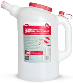 PAK Premium 6 Quart Measuring Dispensing Jug Flexible 10.5" Spout USA Made