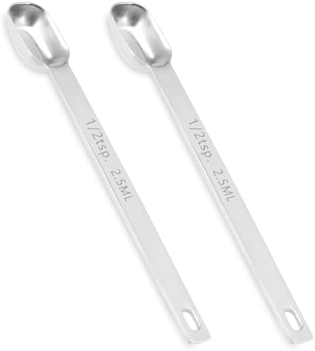 2PCS 1/2 Teaspoon Stainless Steel Single Measuring Spoon 2.5 ml Teaspoon Rectangular Individual Measuring Spoons (1/2Tsp | 2.5 ML | 2.5 cc | 1/2 Tablespoon)