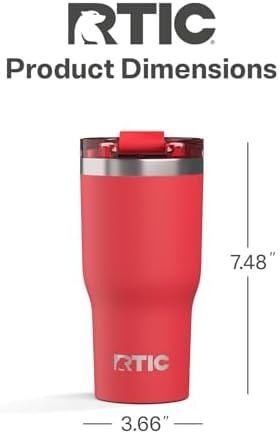RTIC 20oz Essential Tumbler with Lid, Ceramic Lined, Flag Red