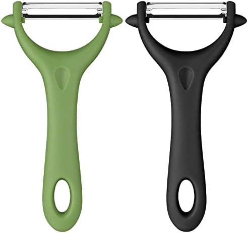AUAUY 2PCS Potato Peeler, Y-Shaped Swivel Vegetable Peeler, Green + Black