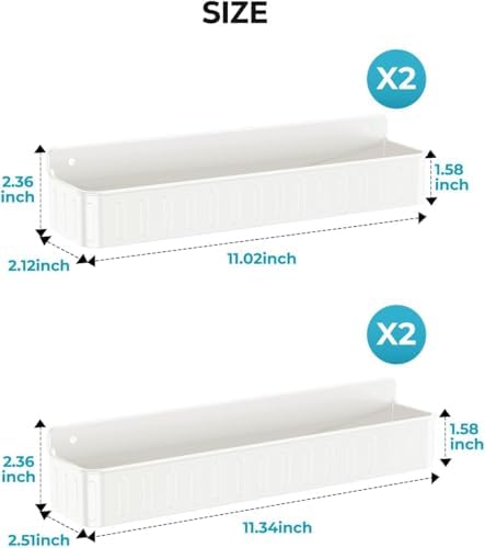 Nieifi Spice Rack Wall Mount, 4 Pack White, 2" Depth, Screw/Adhesive
