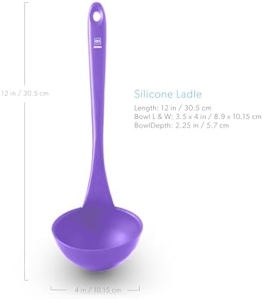 DI ORO Silicone Ladle - Soup & Serving, 600F Heat Resistant, Lavender