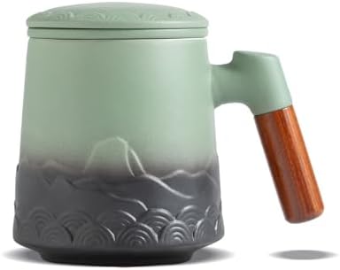 ZENS Tea Mug with Infuser and Lid for Loose Leaf Tea Steeper, 16.9oz Moss