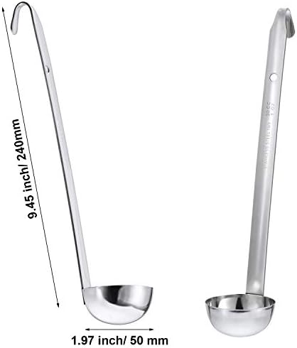 Meekoo 3 Pieces Stainless Steel Ladles with Pouring Rim Long Handle,1 Oz