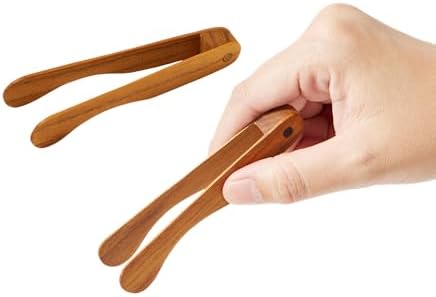 4.5" Mini Wooden Tongs (2 Pcs) - Small Kitchen Tongs for Precision Serving and Cooking, Tea, Food, Snack, Sugar cube, Tiny