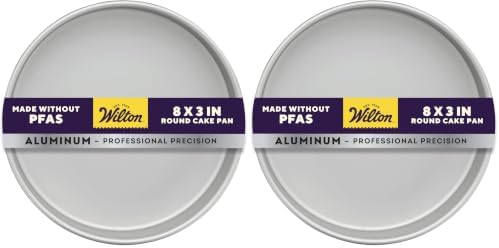 Wilton Aluminum Round Cake Pan, 8 x 3-Inch, Silver (Pack of 2)