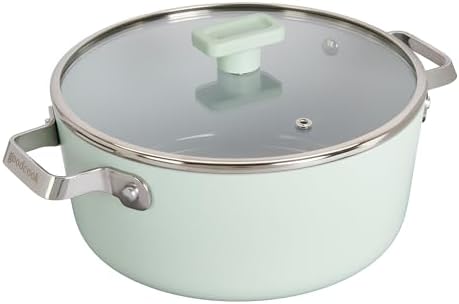 GoodCook Ceramic Dutch Oven with Lid, Induction Compatible, Nonstick and Oven Safe, 5-Quart, Sage Green