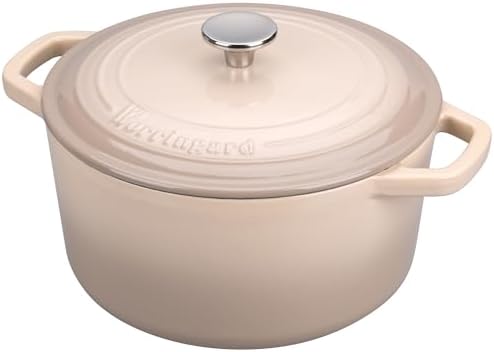VORRINGARD Enameled Cast Iron Dutch Oven Pot with Lid, for Bread Baking, Round Bread Oven- include Sourdough Bread Baking Supplies Set, 6QT, Latte