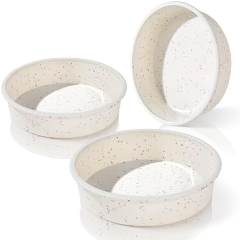 Vinino 8 Inch Silicone Cake Pan, 3 Pack Round Baking Mold with Metal Frame