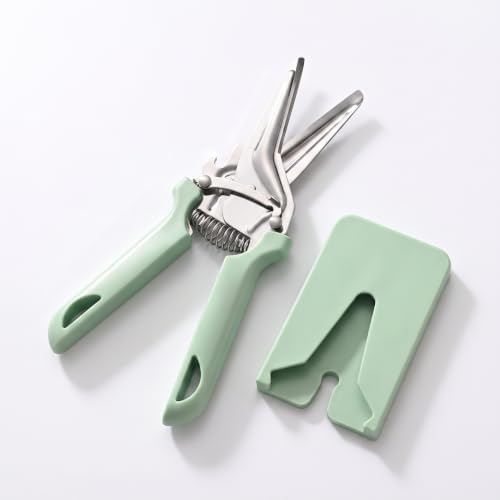 Heavy Duty Poultry Bone Shears,Spring Loaded Kitchen Shears,Stainless Steel丨Safety Lock丨Dishwasher Safe, All Purpose Kitchen Scissors for Chicken, Meat Cutting, Turkey ，Green