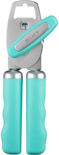 Zulay Kitchen Manual Can Opener Heavy Duty Patented Stainless Steel, Teal