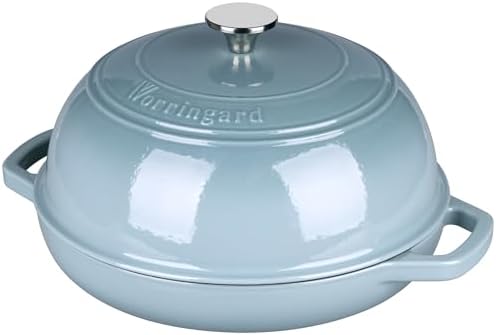 VORRINGARD Enameled Cast Iron Dutch Oven Pot with Lid, Bread Oven for Sourdough Bread Baking, Dutch Ovens with Bread Proofing Basket& Baking Supplies Set, 6 Quart, Sea salt