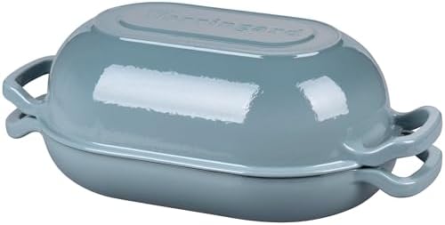 VORRINGARD Enameled Cast Iron Sourdough Bread Oven, Dutch Oven, Loaf Cast Iron Bread Pan for Homemade Bread Baking, Meatloaf Pan with Lid, 5QT, Sea Salt