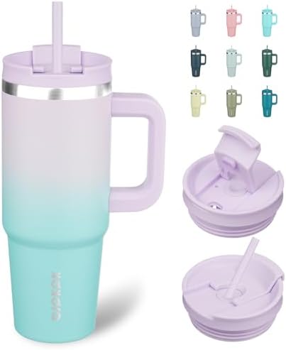 BJPKPK 30 oz Insulated Tumbler with Handle & Straw, Stainless Steel