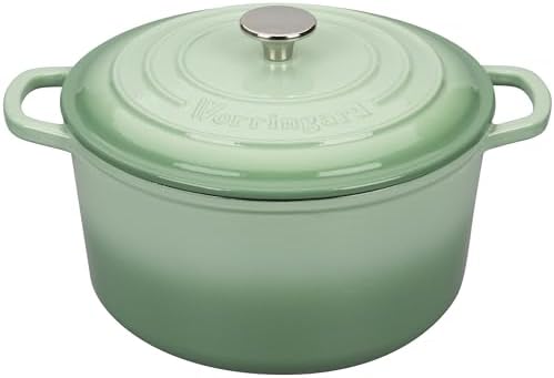 VORRINGARD Enameled Cast Iron Dutch Oven Pot with Lid, for Sourdough Bread Baking, Round Dutch Ovens, 6 Quart, Green