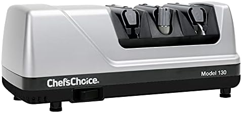 Chef’sChoice Professional Electric Knife Sharpeners Sharpening Station With 100-Percent Diamond Abrasives And Precision Angle Guides For 20-Degree Straight-Edge and Serrated Knives, 3-Stage, Silver