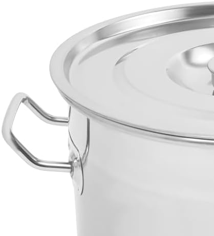 33L/34.8Qt Commercial Large Stock Pot with Lid,Nickel Free Stainless Steel Cookware Healthy Polished Stockpots, Induction Soup Pot for Cooking Home Use