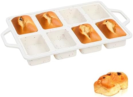 Single 8-Cavity Mini Silicone Loaf Mold, BPA-Free Reinforced Rim For Treats