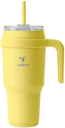 Reduce 40 oz Stainless Steel Tumbler with Handle - Dual-Wall Vacuum Insulated Travel Mug, Sweat-Proof Lid & Reusable Straw - Keeps Drinks Cold for 24 Hrs, Fits Cupholders, Dishwasher Safe -Pina Colada
