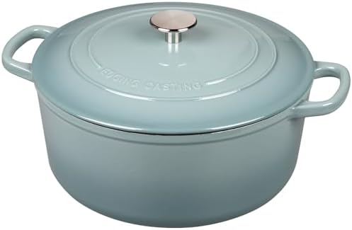 EDGING CASTING Enameled Dutch Ovens Cast Iron Dutch Oven Pot with Lid for Bread Baking, Cook, Dual Handle, 7 Quart, Seasalt