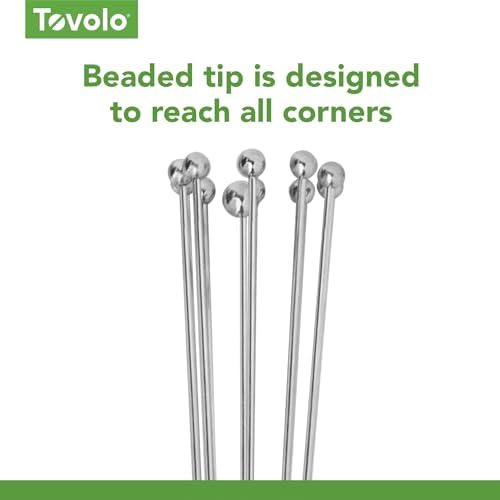 Tovolo Ball Whisk 10" Stainless Steel Wire Whisk Metal Ball Whisk for Cooking Blending Mixing Stirring Whipping Whisking, Large Dishwasher Safe Mini Ball Wire Whisker for Egg Beating Liquid Mixing