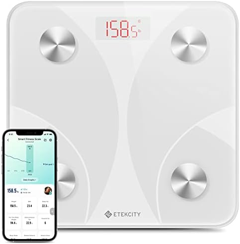 Etekcity Smart Scale for Body Weight, Body Fat, Water Weight, White, 400 lb