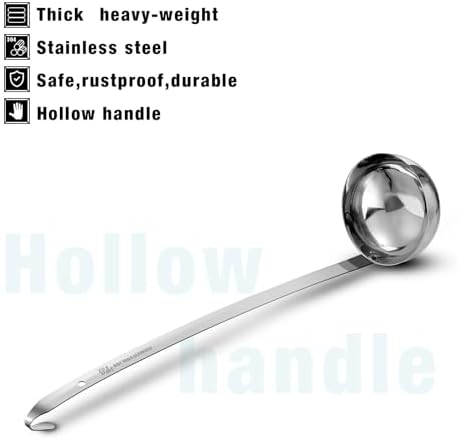 Meekoo 3 Pieces Stainless Steel Ladles with Pouring Rim Long Handle,8 Oz