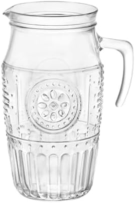 Bormioli Rocco Romantic, Elegant Floral Glass Pitcher, 60.75 oz, Made In Italy.