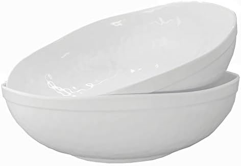 KX-WARE Melamine Serving Bowls -2pcs 12inch Larger Salad Bowls/Mixing Bowls,White Color| Break-resistant 100% Melamine Bowls | Dishwasher Safe,BPA Free