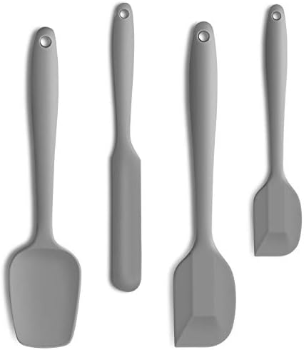 4-Piece Silicone Spatula Set with Stainless Steel Core, Gray