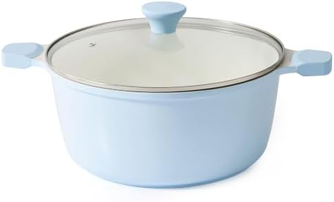 SENSARTE Ceramic Nonstick Stock Pot with Lid, Blue, 7 Quart
