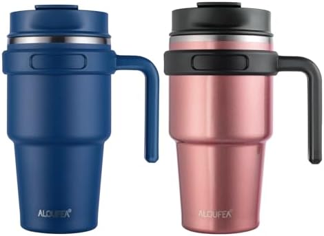 20 oz Insulated Travel Coffee Mug Tumbler with Handle and Straw