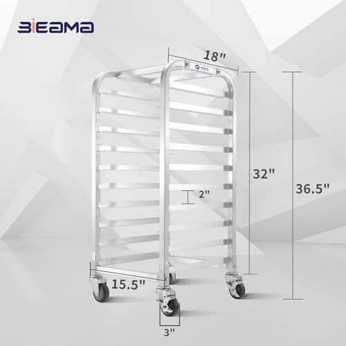 BIEAMA 10-Tier Sheet Pan Rack, NSF Aluminum Bun Pan Rack