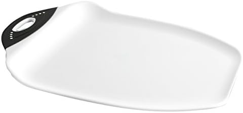 Dexas Chop & Scoop Cutting Board with Non-Slip Feet, 15 x 11 Inch, BPA-Free Dishwasher Safe Kitchen Prep Board, White and Black