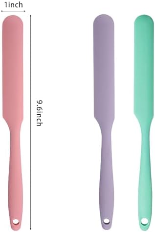 3Pcs Silicone Jar Spatula Long Handle Kitchen Spatulas for Mixing, Scraping, and Spreading,Ideal for Jars, Baking, Cake Icing, Cream, Butter, and Batter Kitchen Tool (Purple, Pink, Green)