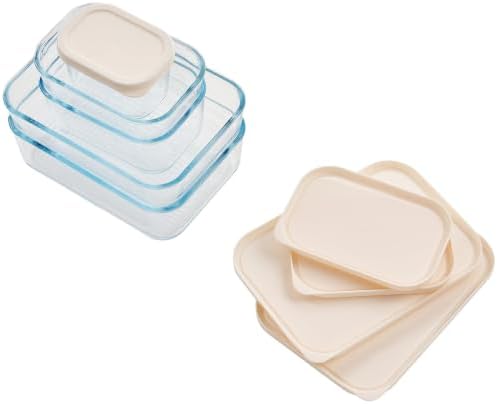 Glass Food Storage Containers with Lids - 10 Piece - 3 x 25.4 oz & 2 x 57.5 oz Glass with BPA-Free Leak Resistant Stackable Lids - Microwave, Oven & Dishwasher Safe - Ideal for Meal - Vanilla Mist